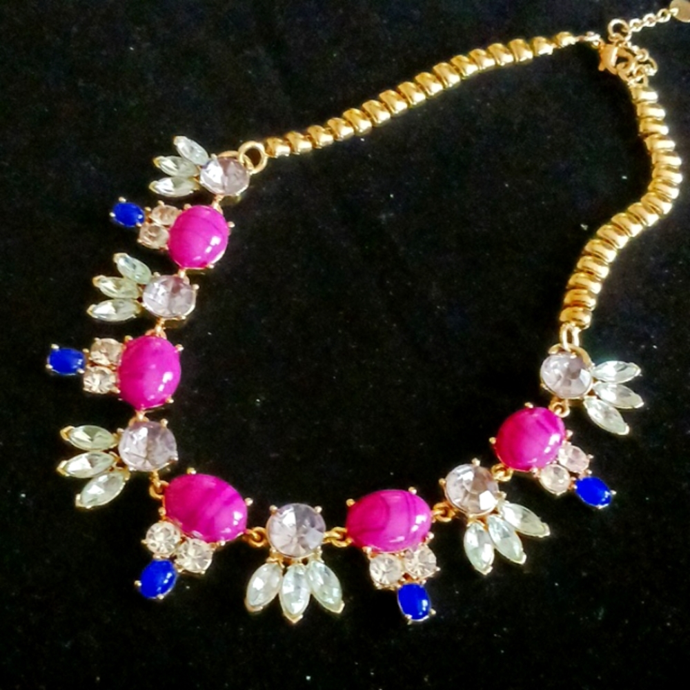 Talbots Colorful Rhinestone Statement Necklace - image 1